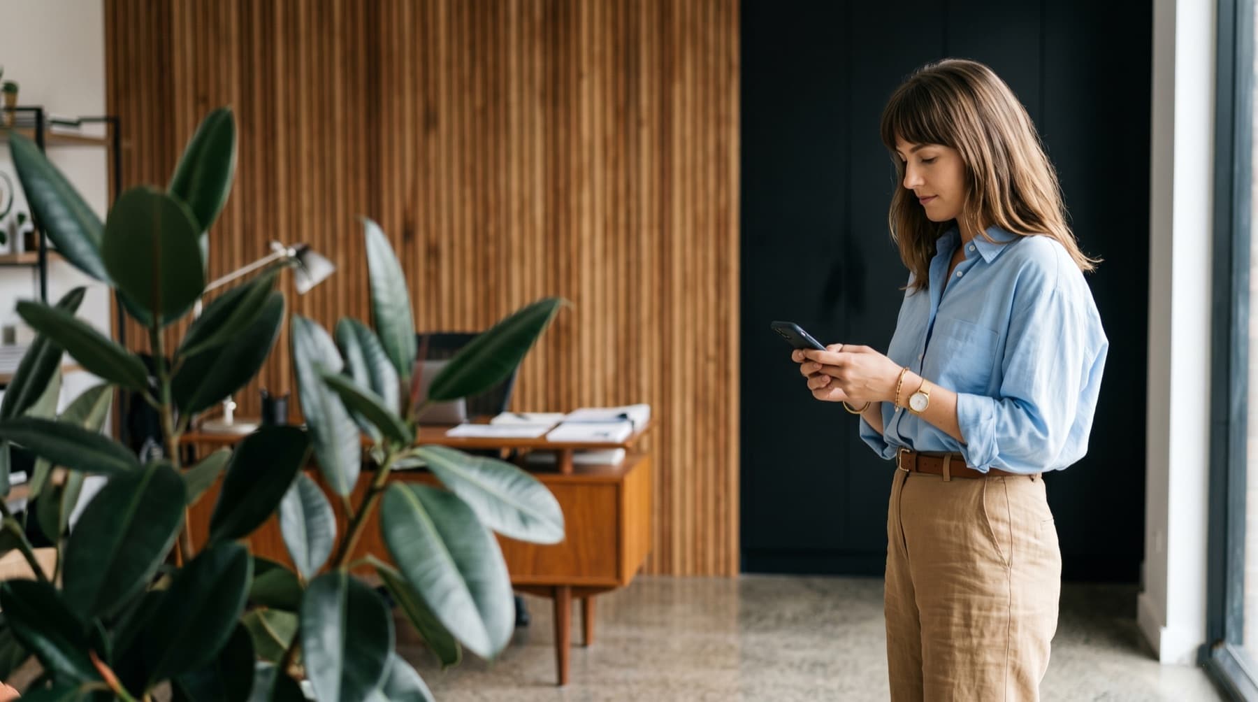 Financial adviser capturing a client meeting on her phone