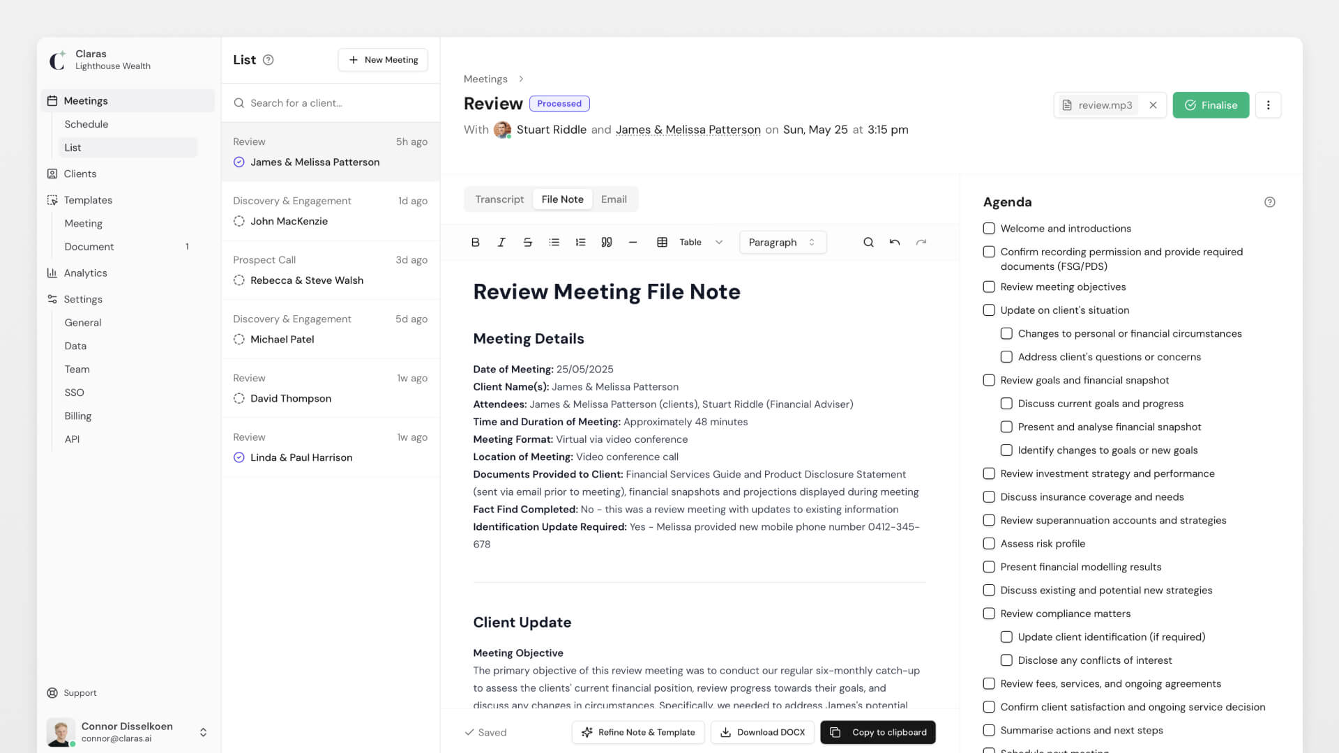 Meeting List View