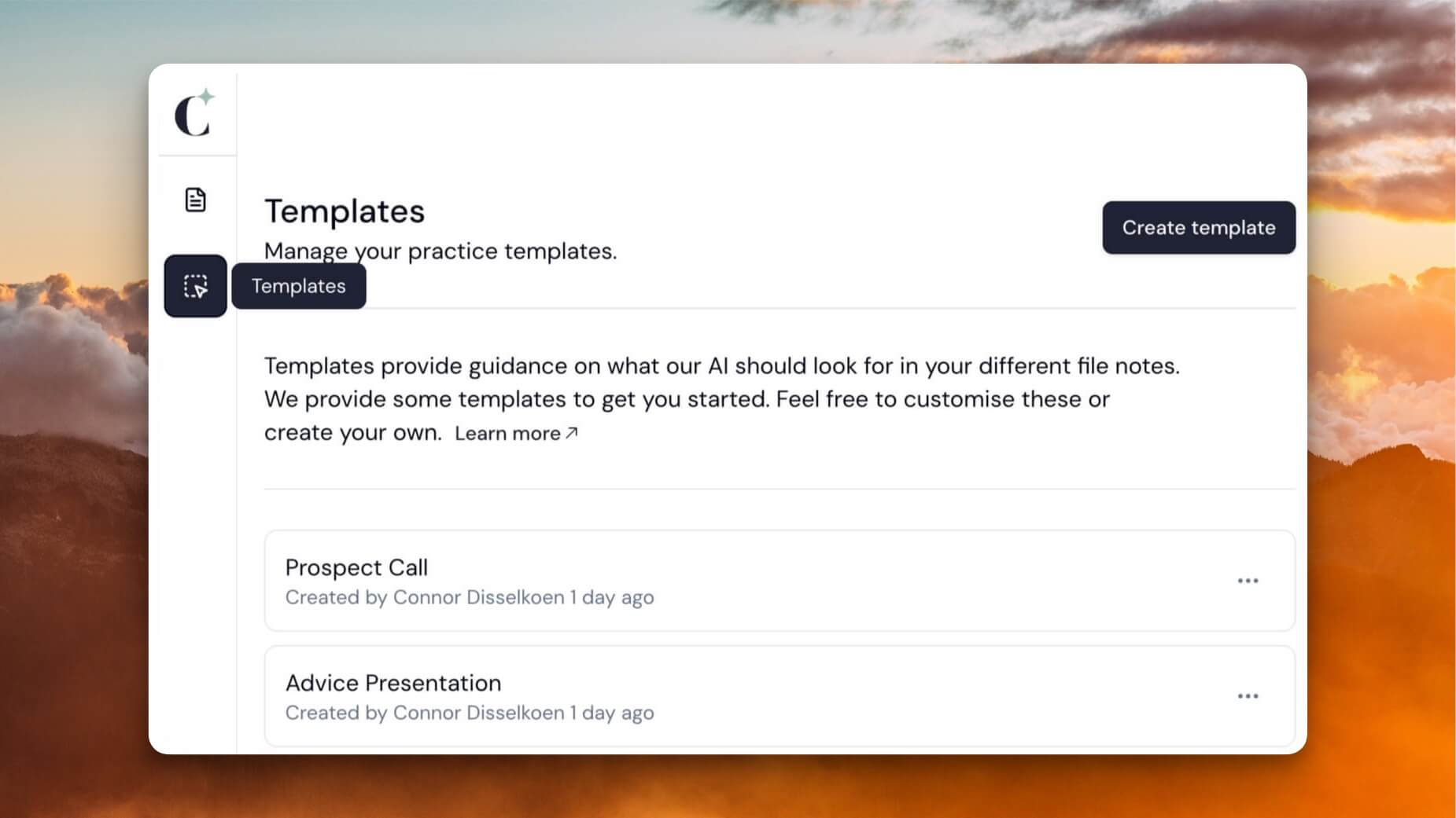 Template Editor Claras